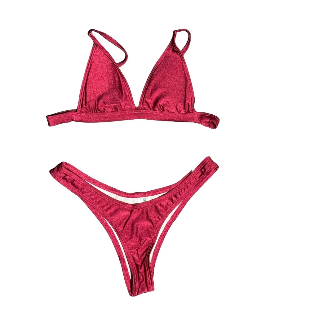Dippin' Daisy's Shimmering Burgundy Bikini Set